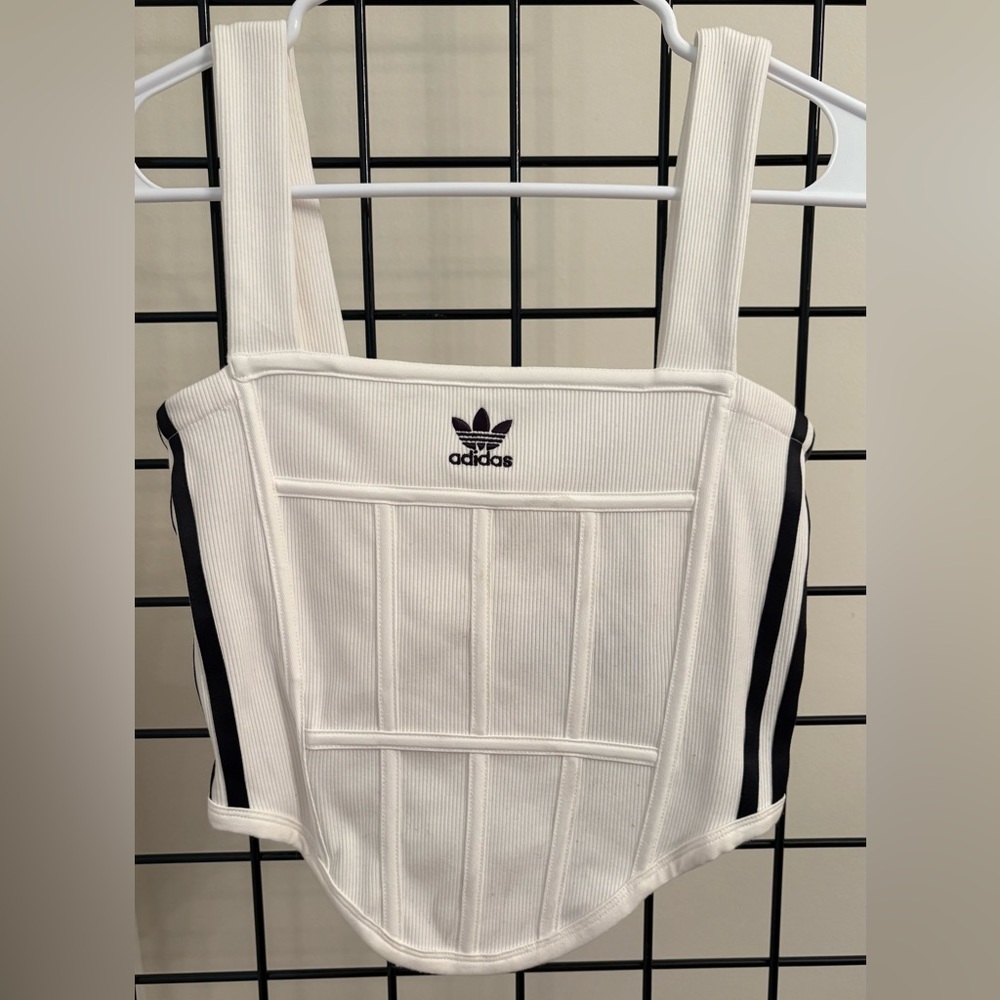 Adidas White Knit Corset Top - New